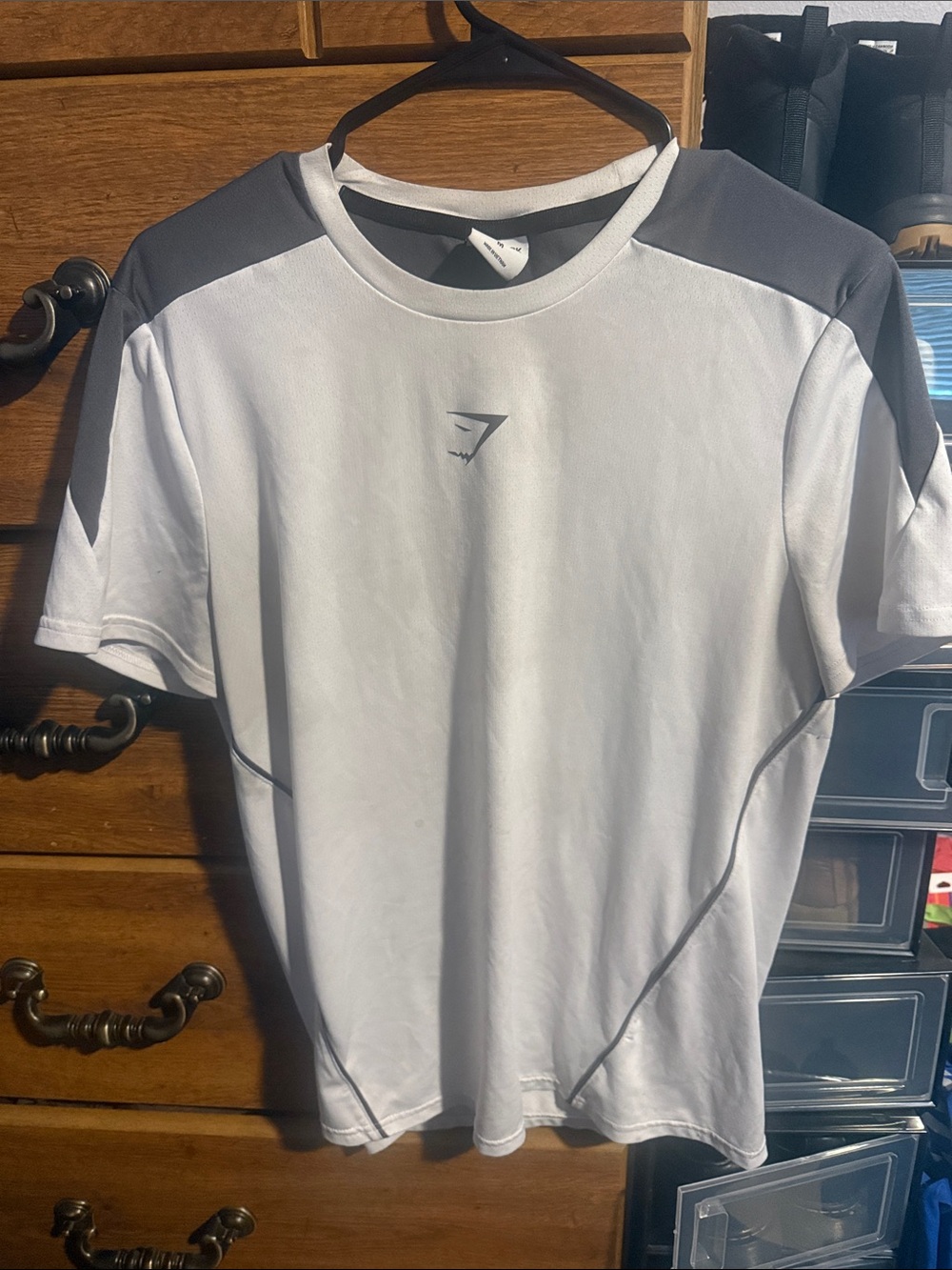 Gymshark White and Gray Short Sleeve Performance Tee